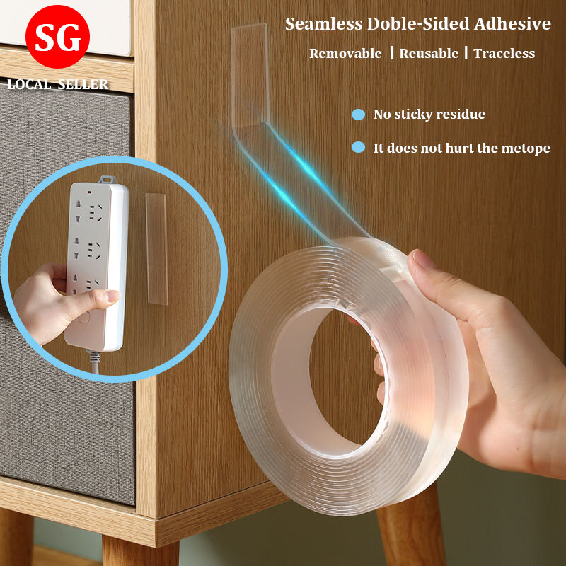 3pcs Double Sided Tape Removable Reusable Nano Tape Waterproof Adhesive Tape Multi Purpose Traceless Adhesive Tape Washable Self adhesive Transparent Tapes Glue Nano Tape Multifunctional Double-Sided 